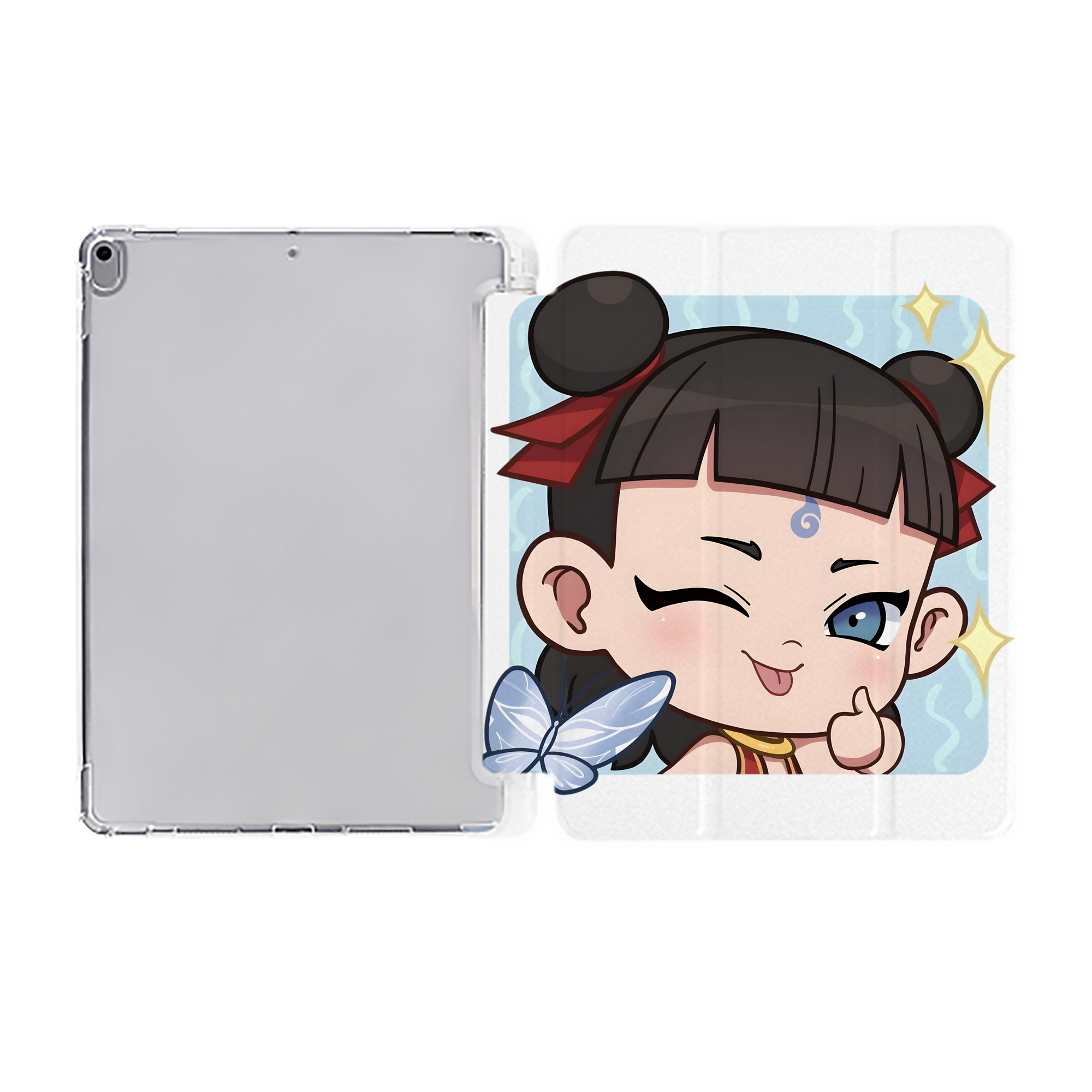 （画像用） Ne Zha 2 ナタ 魔童の大暴れ IPad ケース ペン収納付き 三つ折りスタンド PUレザー×シリコン 対応機種9.5/10.5/10.9インチ